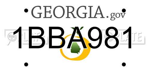 1BBA981 Georgia License Plate