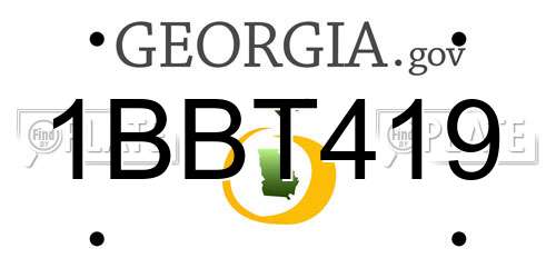 1BBT419 Georgia License Plate