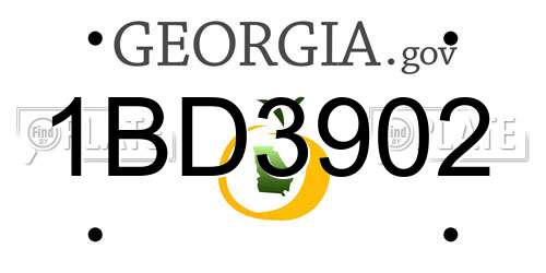 1BD3902 Georgia License Plate