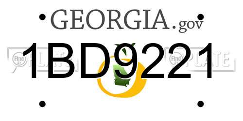 1BD9221 Georgia License Plate