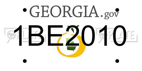 1BE2010 Georgia License Plate