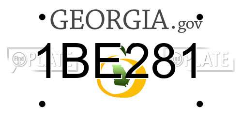 1BE281 Georgia License Plate