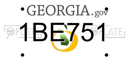1BE751 Georgia License Plate