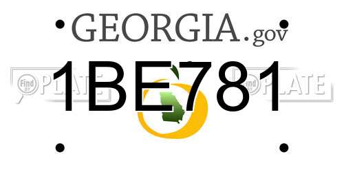 1BE781 Georgia License Plate