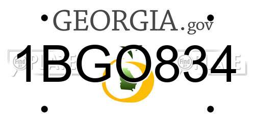 1BGO834 Georgia License Plate