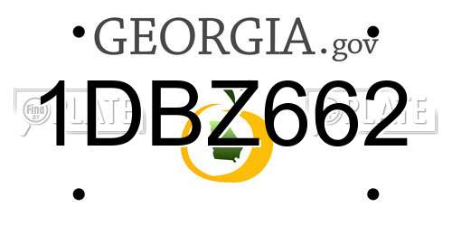 1DBZ662 Georgia License Plate