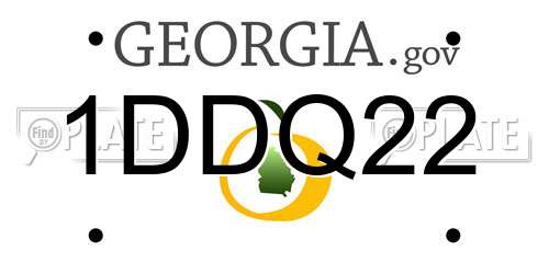 1DDQ22 Georgia License Plate