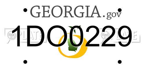 1DO0229 Georgia License Plate