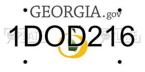 1DOD216 Georgia License Plate