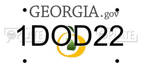 1DOD22 Georgia License Plate