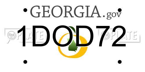 1DOD72 Georgia License Plate