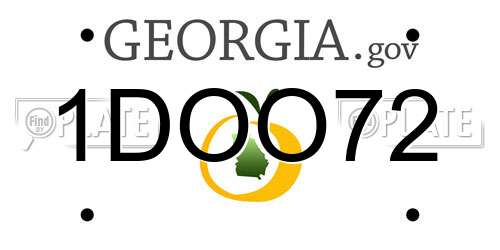 1DOO72 Georgia License Plate