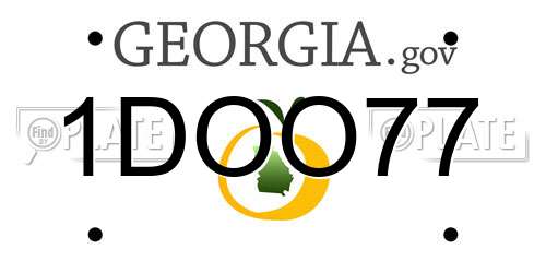 1DOO77 Georgia License Plate