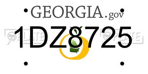 1DZ8725 Georgia License Plate