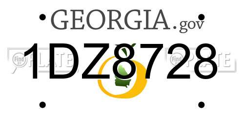 1DZ8728 Georgia License Plate