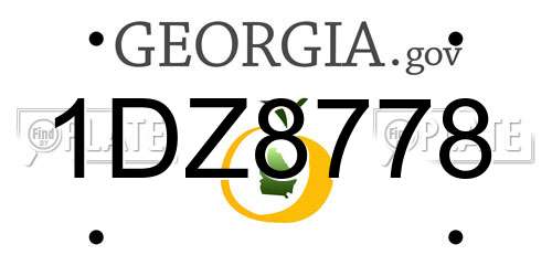 1DZ8778 Georgia License Plate