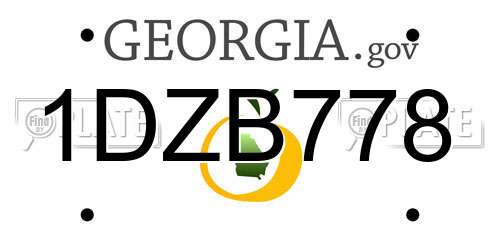 1DZB778 Georgia License Plate