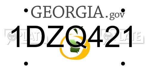 1DZQ421 Georgia License Plate