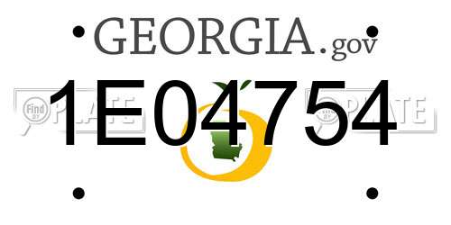 1E04754 Georgia License Plate