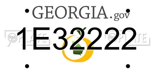 1E32222 Georgia License Plate