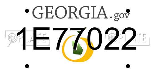 1E77022 Georgia License Plate