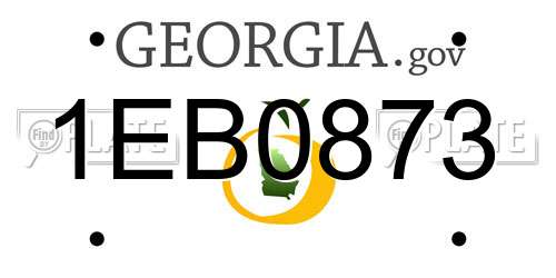 1EB0873 Georgia License Plate