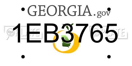 1EB3765 Georgia License Plate