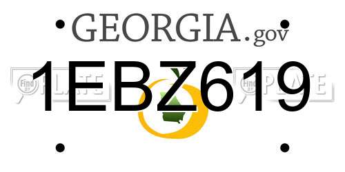 1EBZ619 Georgia License Plate