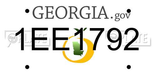 1EE1792 Georgia License Plate