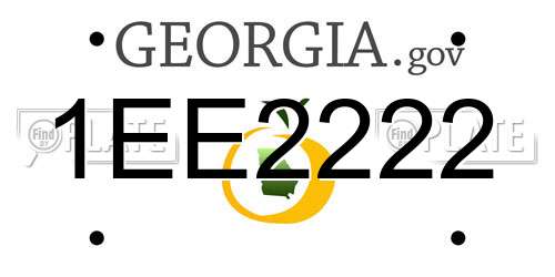 1EE2222 Georgia License Plate