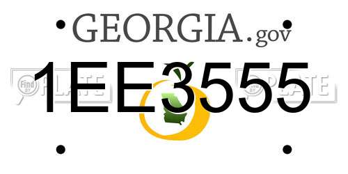 1EE3555 Georgia License Plate