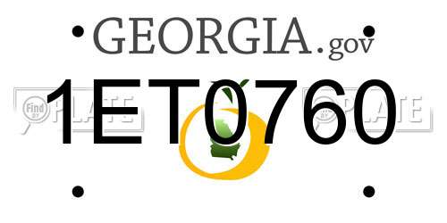 1ET0760 Georgia License Plate