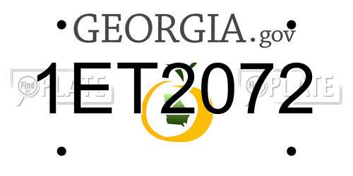 1ET2072 Georgia License Plate