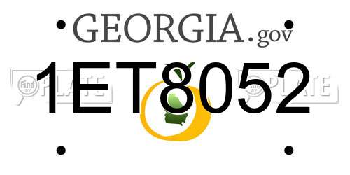 1ET8052 Georgia License Plate