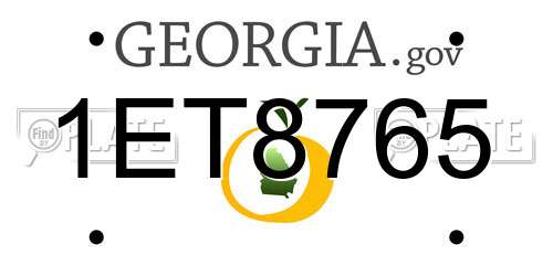 1ET8765 Georgia License Plate