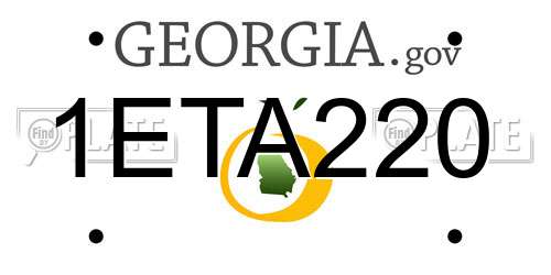 1ETA220 Georgia License Plate