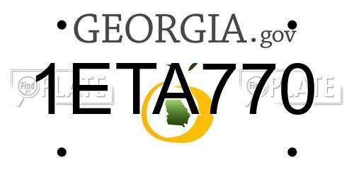 1ETA770 Georgia License Plate