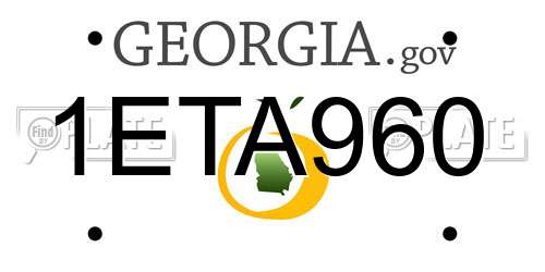 1ETA960 Georgia License Plate