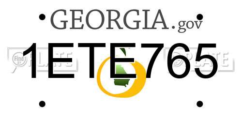1ETE765 Georgia License Plate