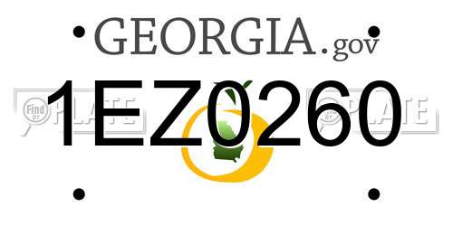1EZ0260 Georgia License Plate