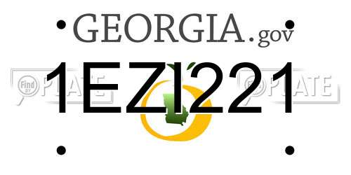 1EZI221 Georgia License Plate