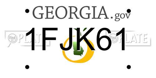 1FJK61 Georgia License Plate