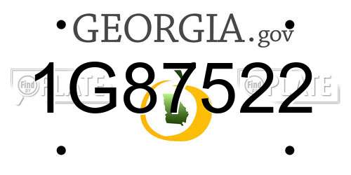 1G87522 Georgia License Plate