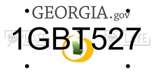 1GBT527 Georgia License Plate