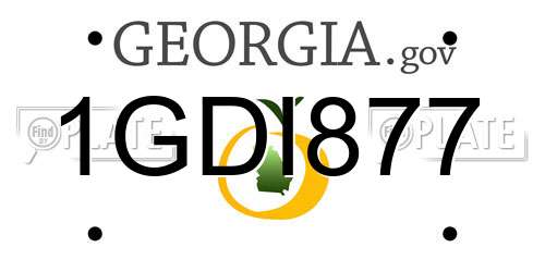 1GDI877 Georgia License Plate