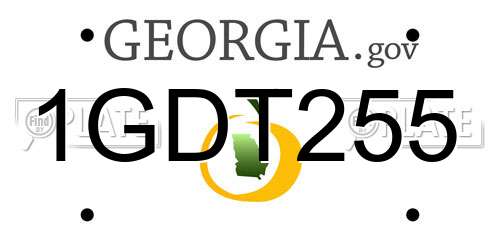 1GDT255 Georgia License Plate