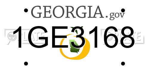 1GE3168 Georgia License Plate