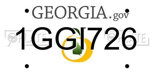 1GGI726 Georgia License Plate
