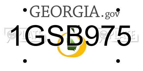 1GSB975 Georgia License Plate