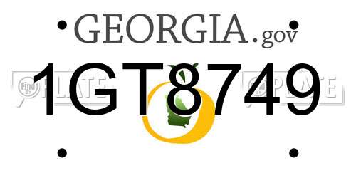 1GT8749 Georgia License Plate